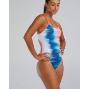 Costum înot întreg femei TYR Bravura Durafast Elite - alb/multicolor | rezistent clor