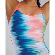 Costum înot întreg femei TYR Bravura Durafast Elite - alb/multicolor | rezistent clor