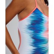 Costum înot întreg femei TYR Bravura Durafast Elite - alb/multicolor | rezistent clor