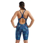 Costum înot întreg femei TYR Thresher Open Back Akurra - albastru | rezistent clor