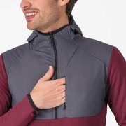 Hanorac casual Castelli UNLTD Roam Hoodie - vișiniu/gri | Confort termic