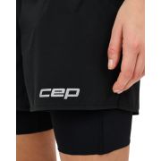 Pantaloni scurți alergare CEP Core Run 2in1 femei - negru | compresie + libertate mișcare