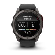 Garmin fenix 8 Pro – 51 mm, MicroLED | Sapphire, Titan DLC gri carbon cu curea din silicon neagră/Pebble Grey