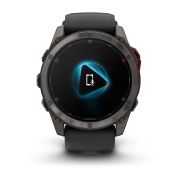 Garmin fenix 8 Pro – 51 mm, MicroLED | Sapphire, Titan DLC gri carbon cu curea din silicon neagră/Pebble Grey
