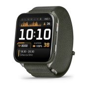 Garmin - Venu X1 - smartwatch cu GPS și AMOLED - Moss cu spate din titan argintiu și curea din nailon ComfortFit Moss