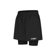 Pantaloni scurți alergare CEP Core Run 2in1 femei - negru | compresie + libertate mișcare