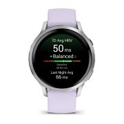 Garmin Venu 4 AMOLED 41 mm - Smartwatch cu GPS argintiu cu curea mov Periwinkle