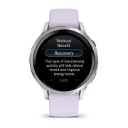 Garmin Venu 4 AMOLED 41 mm - Smartwatch cu GPS argintiu cu curea mov Periwinkle