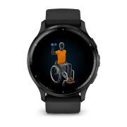 Garmin - Venu 3 smartwatch cu GPS și AMOLED - ramă gri ardezie din oţel inoxidabil, carcasă neagră şi curea din silicon