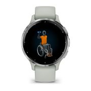 Garmin - Venu 3s smartwatch cu GPS și AMOLED - ramă argintie din oţel inoxidabil şi carcasă sage grey şi brăţară din silicon