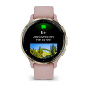 Garmin - Venu 3s smartwatch cu GPS și AMOLED - ramă din oţel inoxidabil Soft Gold cu carcasă Dust Rose şi curea din silicon