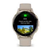 Garmin - Venu 3s smartwatch cu GPS și AMOLED - ramă din oţel inoxidabil Soft Gold cu carcasă French Gray şi curea din silicon