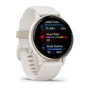 Garmin - Vivoactive 5 smartwatch cu GPS și AMOLED - ramă Cream Gold - carcasă Ivory  şi bratara din silicon