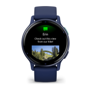 Garmin - Vivoactive 5 smartwatch cu GPS și AMOLED - ramă Metallic Navy din aluminiu - carcasă Navy şi bratara din silicon