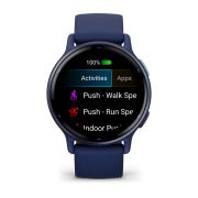 Garmin - Vivoactive 5 smartwatch cu GPS și AMOLED - ramă Metallic Navy din aluminiu - carcasă Navy şi bratara din silicon