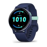 Garmin - Vivoactive 5 smartwatch cu GPS și AMOLED - ramă Metallic Navy din aluminiu - carcasă Navy şi bratara din silicon