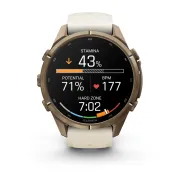 Garmin Fenix 9 Pro AMOLED inReach - 43 mm Titan Gold French Gray - Smartwatch Multisport Premium cu AMOLED