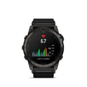 Garmin - Tactix 7 AMOLED Sapphire ceas multisport cu GPS - ramă neagră Titanium DLC și curea din silicon neagră + nailon