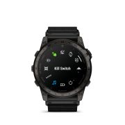 Garmin - Tactix 7 AMOLED Sapphire ceas multisport cu GPS - ramă neagră Titanium DLC și curea din silicon neagră + nailon