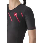 Castelli - costum trisuit triatlon pentru femei, maneca scurta Free Sanremo W Suit - negru roz magenta