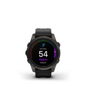 Garmin - epix Pro 42mm Gen 2s Sapphire smartwatch premium AMOLED - ramă gri din titanium DLC si curea din silicon neagră