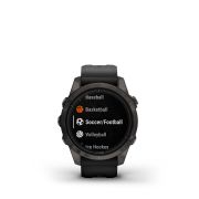 Garmin - epix Pro 42mm Gen 2s Sapphire smartwatch premium AMOLED - ramă gri din titanium DLC si curea din silicon neagră