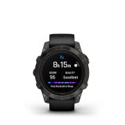 Garmin - epix Pro 47mm Gen 2 Sapphire smartwatch premium AMOLED - ramă gri din titanium DLC si curea din silicon neagră