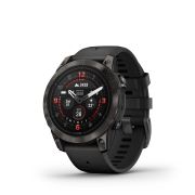 Garmin - epix Pro 47mm Gen 2 Sapphire smartwatch premium AMOLED - ramă gri din titanium DLC si curea din silicon neagră