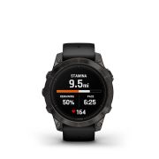 Garmin - epix Pro 47mm Gen 2 Sapphire smartwatch premium AMOLED - ramă gri din titanium DLC si curea din silicon neagră