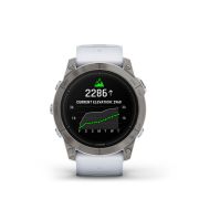 Garmin - epix Pro 51mm Gen 2X Sapphire smartwatch premium AMOLED - ramă din titanium si curea din silicon albă