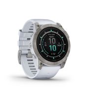 Garmin - epix Pro 51mm Gen 2X Sapphire smartwatch premium AMOLED - ramă din titanium si curea din silicon albă