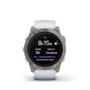 Garmin - epix Pro 51mm Gen 2X Sapphire smartwatch premium AMOLED - ramă din titanium si curea din silicon albă