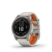 Garmin - fenix 7 Pro Sapphire Solar smartwatch premium cu incarcare solara 47mm - ramă din titanium si curea din silicon gri|portocaliu