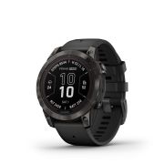 Garmin - fenix 7 Pro Sapphire Solar smartwatch premium cu incarcare solara 47mm - ramă negru gri din titanium DLC si curea din silicon neagră