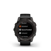 Garmin - fenix 7 Pro Sapphire Solar smartwatch premium cu incarcare solara 47mm - ramă negru gri din titanium DLC si curea din silicon neagră