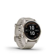 Garmin - fenix 7s Pro Sapphire Solar smartwatch premium cu incarcare solara 42mm - ramă Soft Gold si curea din silicon crem