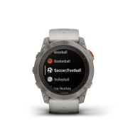 Garmin - fenix 7x Pro Sapphire Solar smartwatch premium cu incarcare solara 51mm - ramă din titanium si curea din silicon gri|portocaliu