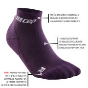 CEP - sosete compresie scurte femei The Run W Socks Low Cut - mov inchis gri deschis