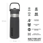 Stanley - termos tip sticla cu pai - Flip Straw Water Bottle - Charcoal - 650 ml
