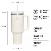Stanley - termos tip sticla cu pai - Quencher H2.0 Tumbler - Bej - 1.18L