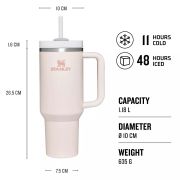 Stanley - termos tip sticla cu pai - Quencher H2.0 Flowstate Tumbler - Rose Quartz - 1.2L