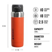 Stanley - termos tip bidon apa GO Quick Flip Water Bottle - Tigerlily - 1.06 Litri