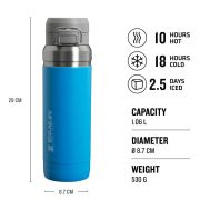 Stanley - termos tip bidon apa GO Quick Flip Water Bottle - azur - 1.06 Litri