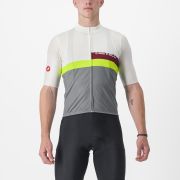 Tricou cu maneca scurta Castelli A Blocco Alb/Gri/Galben Fluo/Visiniu