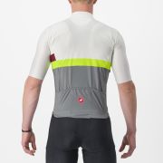 Tricou cu maneca scurta Castelli A Blocco Alb/Gri/Galben Fluo/Visiniu