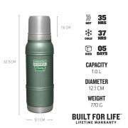 Stanley - termos clasic tip sticla Milestones Thermal Bottle 1960 - verde inchis Vintage - 1.0 Litri