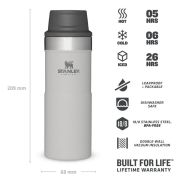 Stanley - termos tip cana cu buton Trigger Action Travel Mug - gri deschis cenusa - 354 ml