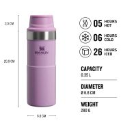 Stanley - termos tip cana cu buton Trigger Action Travel Mug - mov deschis liliac - 354 ml