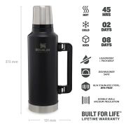 Stanley - termos clasic cu maner The Legendary Classic Bottle - negru mat piatra - 1.9 Litri