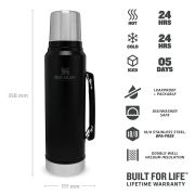 Stanley - termos clasic cu maner The Legendary Classic Bottle - negru mat piatra - 1 Litru